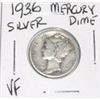 Image 1 : 1936 MERCURY SILVER DIME *NICE EARLY VERY FINE GRADE SILVER COIN*!! DIME CAME OUT OF SAFE!!