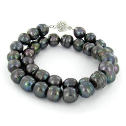 Saltwater Baroque Black Pearl Necklace (JEW-000250D)