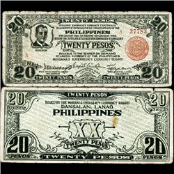 1942 WW2 Guerrilla Rebel Philippines 20P Note Mindinao (CUR-007292)