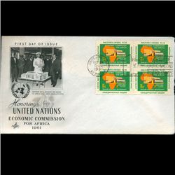 1961 UN First Day 4 Block Postal Cover (STM-002364)