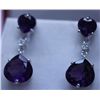 Image 1 : 32.60 CTW AMETHYST AND DIAMOND EARRINGS .925 STERLING S