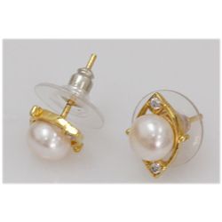 NATURAL 12.86 CTW PEARL EARRING .925 STERLING SILVER WI