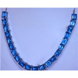 142.3 CTW BLUE TOPAZ EMERALD CUT NECKLACE .925 STERLING