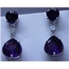 Image 1 : 32.60 CTW AMETHYST AND DIAMOND EARRINGS .925 STERLING S