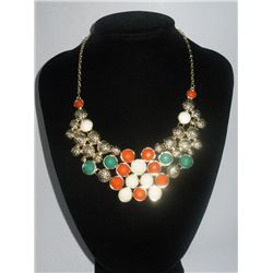 202CTW MULTICOLOR STRAWBERRIES BRASS NECKLACE;18INCH