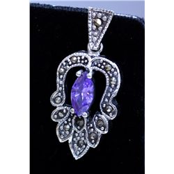 22.85 CTW AMETHYST ANTIQUE LOOKING JEWELRY .925 STERLIN