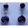Image 1 : 32.50 CTW AMETHYST AND DIAMOND EARRINGS .925 STERLING S