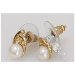 NATURAL 11.99 CTW PEARL EARRING .925 STERLING SILVER WI