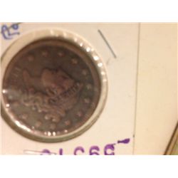 1838 CORONET HEAD LARGE PENNY F12