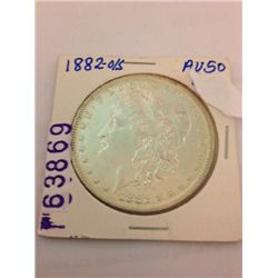 1882 O/S SILVER MORGAN DOLLAR AU-50