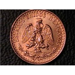 1945 GOLD 2 PESOS, BU