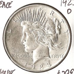 1923 SILVER PEACE DOLLAR AU
