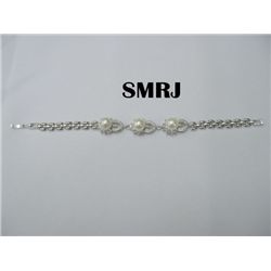 3 WHITE PEARL ELEGANT SILVER BRACELET *** METAL: SILVER