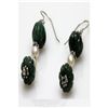 Natural 35.80ct Pearl,Emerald Earrings .925 Sterling