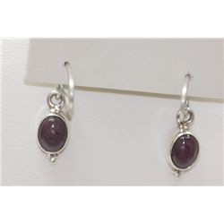 12.93 CTW STAR RUBY EARINGS .925 STERLING SILVER