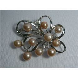 10 PEACH PEARL CZ BROOCH AUTHENTIC PHILIPPINE PEARL MET