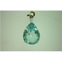 30.5 CTW BLUE TOPAZ Cut Pendant .925 STERLING SILVER