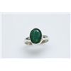 Image 1 : NATURAL 17.75 CTW EMERALD OVAL RING .925 STERLING SILVE
