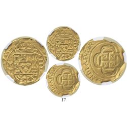 Mexico City, Mexico, cob 4 escudos, 1715J, encapsulated NGC AU 58, from the 1715 Fleet.