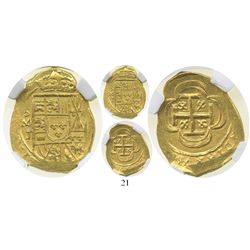 Mexico City, Mexico, cob 2 escudos, (1714)J, encapsulated NGC MS 63, from the 1715 Fleet.