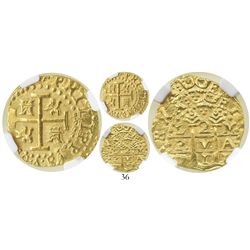Lima, Peru, cob 2 escudos, 1711M, encapsulated NGC MS 63.