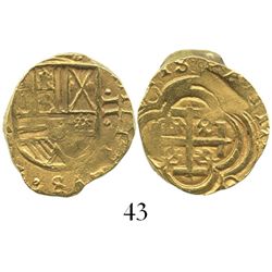 Bogota, Colombia, cob 2 escudos, Philip IV, assayer not visible (A to left below NR mintmark), from 