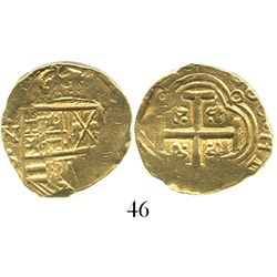 Bogota, Colombia, cob 2 escudos, Charles II, (1)666(R ), rare.