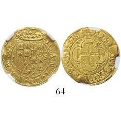 Seville Spain 1 escudo Charles-Joanna assayer * to left mintmark S to right encapsulated NGC MS 62