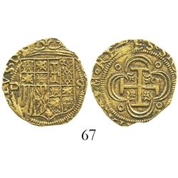 Seville, Spain, 1 escudo, Charles-Joanna, assayer Gothic D to left, mintmark S to right.