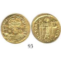 Byzantine Empire, AV solidus, Maurice Tiberius, 582-602 AD, Constantinople mint, encapsulated ICG MS