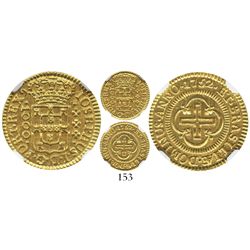 Brazil, 1000 reis, Jose I, 1752, king's name as IOSEPHUS, inverted reverse, encapsulated NGC MS 66,