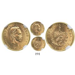 Cuba, 2 pesos, 1915, encapsulated NGC MS 64, second-finest known specimen graded by NGC.