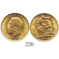 Great Britain (London, England), George V, 1/2 sovereign, 1914.
