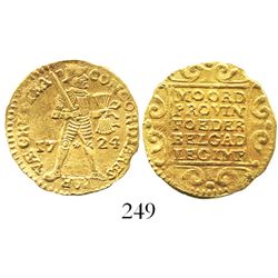 Utrecht, United Netherlands, ducat, 1724, from the Akerendam (1725).