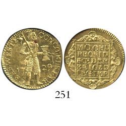 Westfriesland, United Netherlands, ducat, 1729, from the Vliegenthart (1735), in promotional holder.