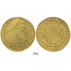 Lima, Peru, bust 8 escudos, Charles IV, 1794IJ.