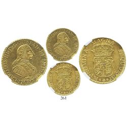 Lima, Peru, bust 4 escudos, Charles III (first bust), 1762JM, encapsulated NGC MS 61, extremely rare