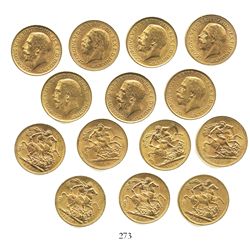 Lot of 7 South Africa sovereigns, George V, various dates: 1925 (2), 1927, 1928 (2), 1929 and 1931.