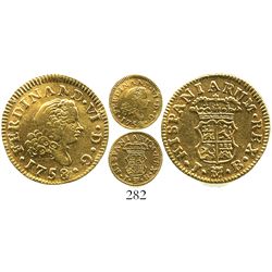 Madrid, Spain, bust 1/2 escudo, Ferdinand VI, 1758JB.
