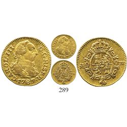 Madrid, Spain, bust 1/2 escudo, Charles III, 1787DV.