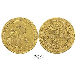 Seville, Spain, bust 2 escudos, Charles IV, 1801CN.