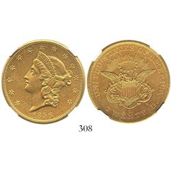 USA (San Francisco mint), $20 (double eagle) coronet Liberty, 1856-S, encapsulated NGC UNC details /