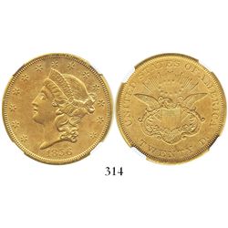 USA (San Francisco mint), $20 (double eagle) coronet Liberty, 1856-S, encapsulated NGC AU details / 