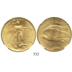 USA (Philadelphia mint), $20 (double eagle) St. Gaudens, 1924, encapsulated NGC MS 63.