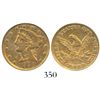 Image 1 : USA (Dahlonega mint), $5 (half eagle) coronet Liberty, 1850-D weak D, encapsulated PCGS XF45.