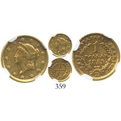 USA (Dahlonega mint), $1 Liberty head (Type 1), 1853-D, encapsulated NGC AU 50.