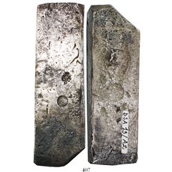 Neatly formed silver ingot, 1956 grams, about 98.5% fine, with stamps of the Zeeland chamber of the