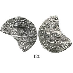 Mexico City, Mexico, 2 reales, Charles-Joanna, "Early Series," assayer G between pillars, lozenges i