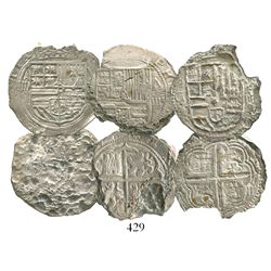 Lot of 3 cob 4R of Philip II: Mexico City, Mexico, assayer O to right; Granada, Spain, assayer A to 