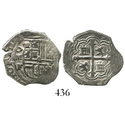 Mexico City, Mexico, cob 1 real, Philip II or III, assayer F, Grade 1, very rare denomination from t
